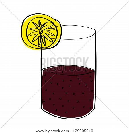 A glass half full or half empty of cola, depending on your point of view. With offset color for effect