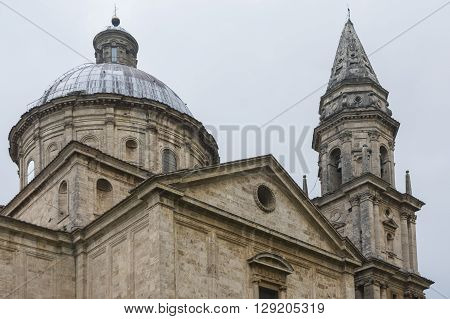 MONTEPULCIANO,ITALY-APRIL 23,2016:View of Saint Biagio church in MontepulcianoItaly during a cloudy day.