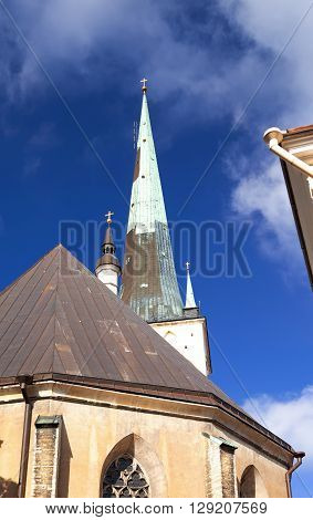 spike of St Olaf (Oleviste) Church . Tallinn Estonia