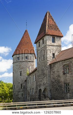 Medieval towers - part of the city wall. Tallinn Estonia