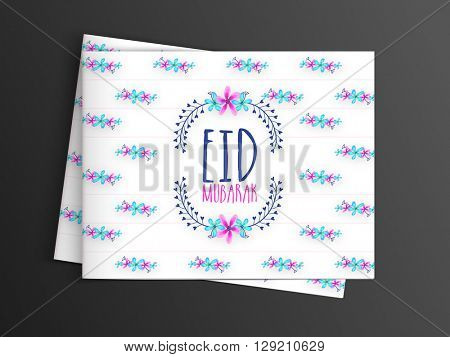 Colourful flowers decorated beautiful greeting card design with for Muslim Community Festival, Eid Mubarak celebration.