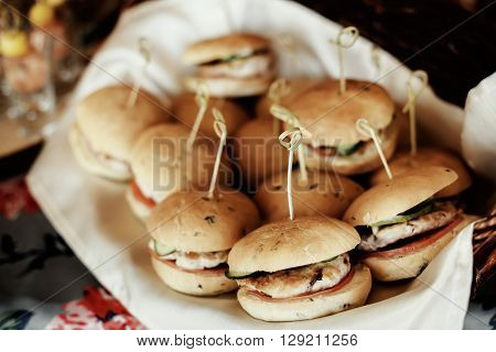 Catering buffet table with a delicious food