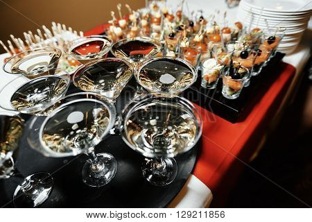 Catering buffet table with a delicious food