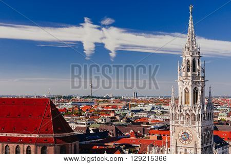 Munich Frauenkirche And New Town Hall Munich, Bavaria, Germany