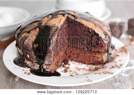 Home made chocolate pie on plate