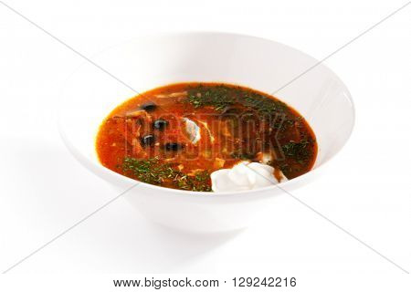 Dish of Stewed Meat Soup with Olives and Lemon