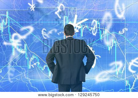 Forex trading background concept with currency symbols