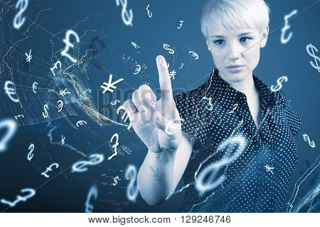 Forex trading business concept in blue color