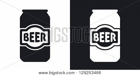 Beer can icon stock vector. Two-tone version on black and white background