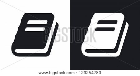 Vector book sign or icon. Two-tone version on black and white background