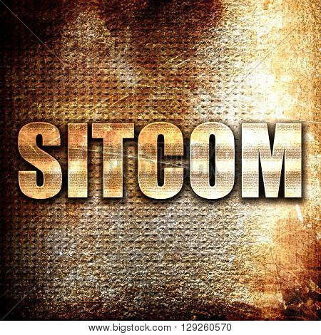 sitcom, rust writing on a grunge background