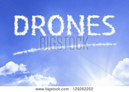 Drones cloud word with a blue sky