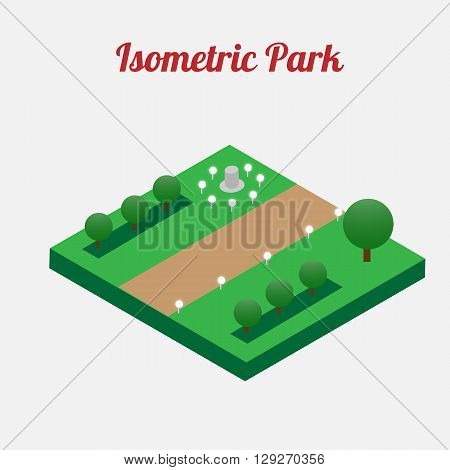 City park furniture. City map elements. Isometric infographic. Isometric vector.