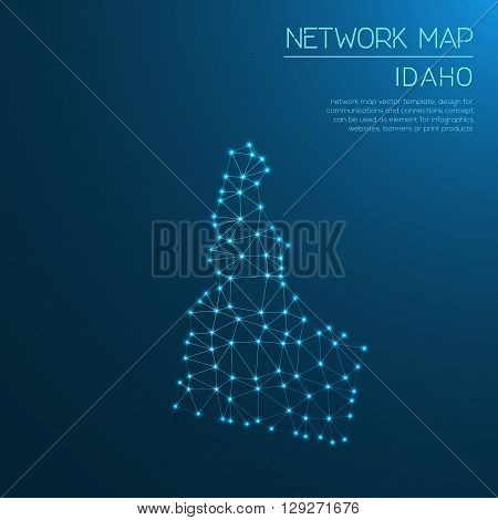 Idaho Network Map. Abstract Polygonal Us State Map Design. Internet Connections Vector Illustration.