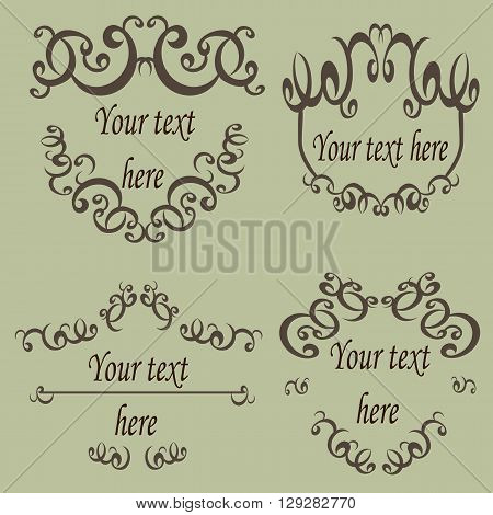 Vector set calligraphic design elements template. Vector illustration Framework with an ornament