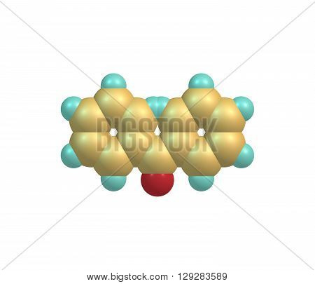 Benzophenone is the organic compound. Benzophenone is a widely used building block in organic chemistry being the parent diarylketone. 3d illustration