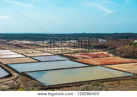 Lanzarote saltworks salinas de Janubio colorful Canary Islands