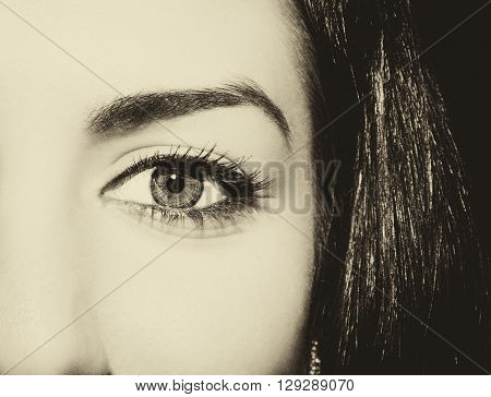 Beautiful insightful look on a womans eyes, vintage