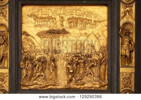 FLORENCE, ITALY - JUNE 05: Baptistry of Saint John, Gates of Paradise, Joshua, Florence, Italy on June 05, 2015