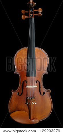 Violin orchestra musical instruments isolated on black. Classical music instrument