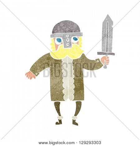 freehand retro cartoon saxon warrior