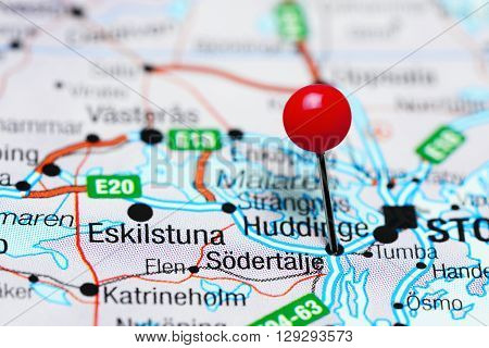 Sodertalje pinned on a map of Sweden