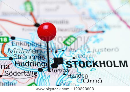 Tumba pinned on a map of Sweden