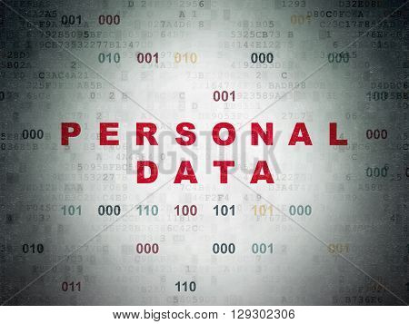 Information concept: Painted red text Personal Data on Digital Data Paper background with Binary Code