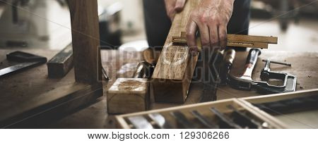Carpenter Craftmanship Carpentry Handicraft Wooden Workshop Concept