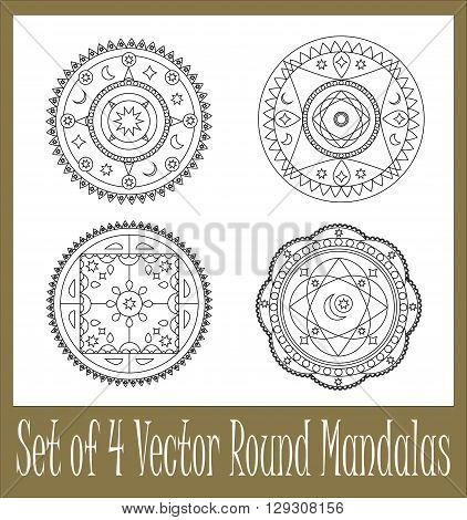 Set of round mandala vector illustrations for coloring mandala collection round islamic ornament mandala mandala graphic design mandala for scrapbooking stamp oriental circle tattoo mehendi set