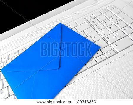 Blue envelope and white keypad. E-business theme.