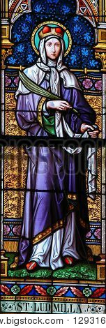 Saint Ludmila - Stained Glass In Prague Cathedral
