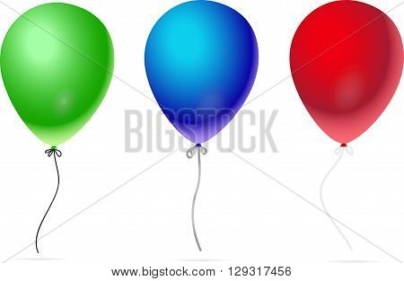 Balloons isolated icon on white background. Three colorful balloons. Vector illustration