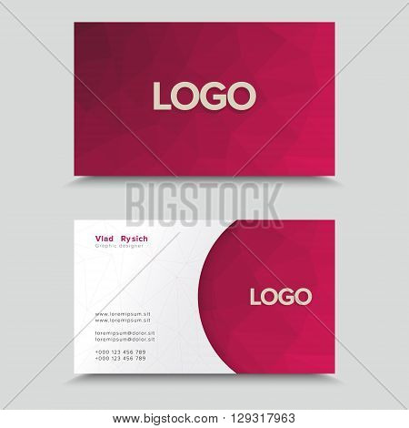 Vector Visit Card. Business Card Template With Polygonal Mosaic Design.
