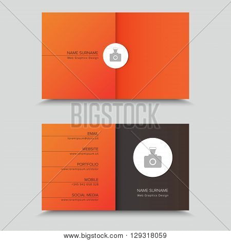 Vector Visit Card. Business Card Template Design with photo.