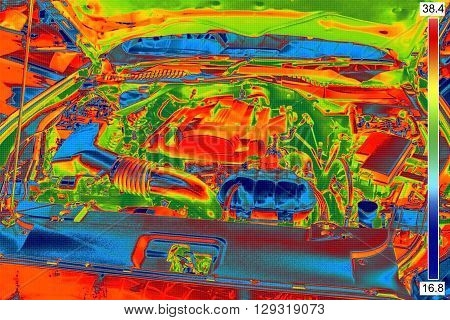 Thermal infrared Image of the Car Engine