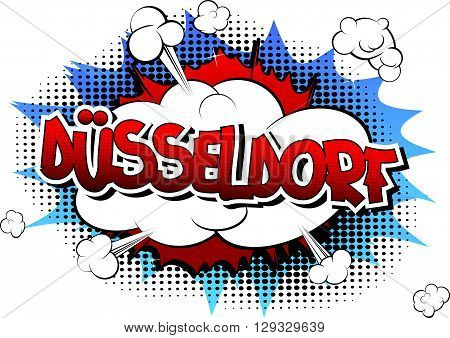 Dusseldorf - Comic book style word on comic book abstract background.