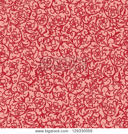 Background with floral ornament in pink and red colors. Vector illustration.