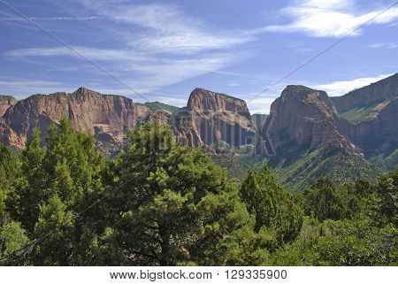 View of Kolob Canyon in Zion National Park Utah United States.