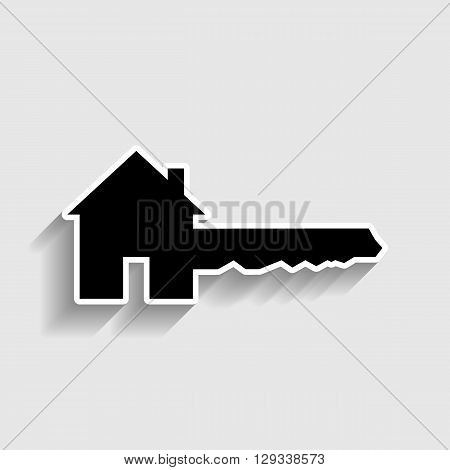 Home Key sign. Sticker style icon with shadow on gray.