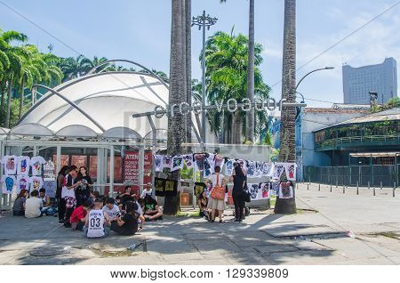 Rio De Janeiro, Brazil - March 06, 2016:  Landmark White Arches Of Arcos Da Lapa In Front Of Circo V
