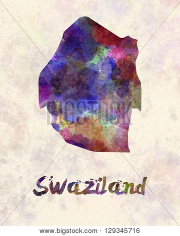 Swaziland map in artistic and abstract watercolor