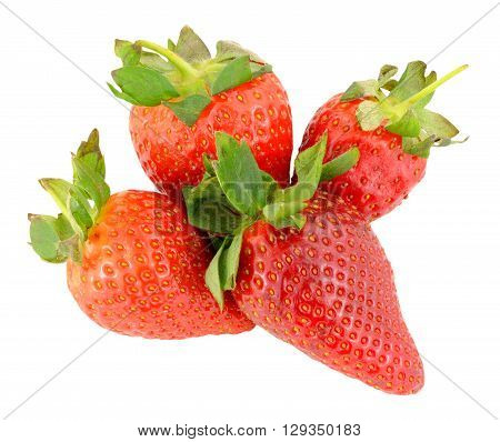 Group of fresh ripe juicy strawberries isolated on a white background