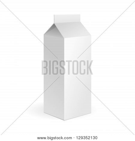 Milk, Juice Carton Package Blank White On White Background Isolated. Illustration Isolated On White Background. Mock Up Template Ready For Your Design. Product Packing Vector EPS10