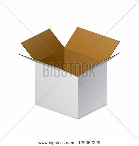 Carton Package Box Open On White Background Isolated.  Mock Up Template Ready For Your Design. Product Packing Vector EPS10