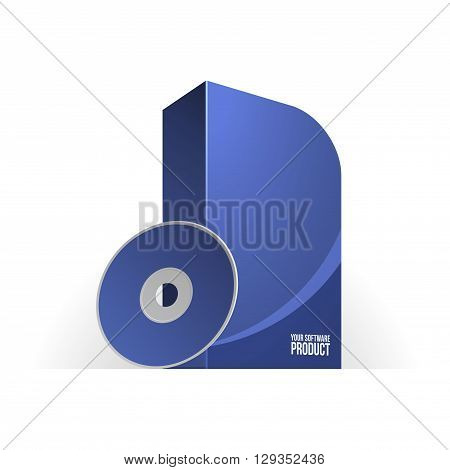 Blue Software Box With Rounded Corners. Ready For Your Design. Product Packing Vector EPS10