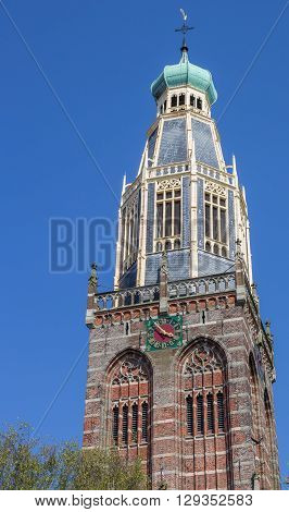 Tower of the Zuiderkerk in historical village Enkhuizen Holland