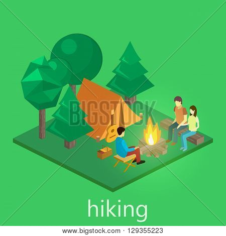 Isometric Landscape For Camping