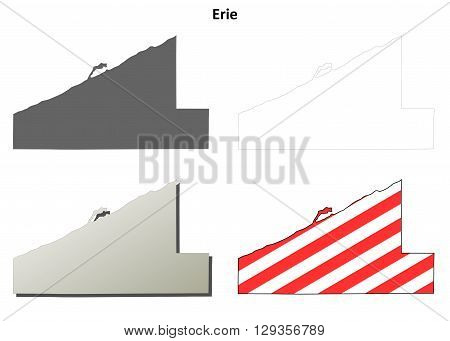 Erie County, Pennsylvania blank outline map set