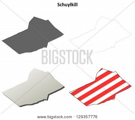 Schuylkill County, Pennsylvania blank outline map set